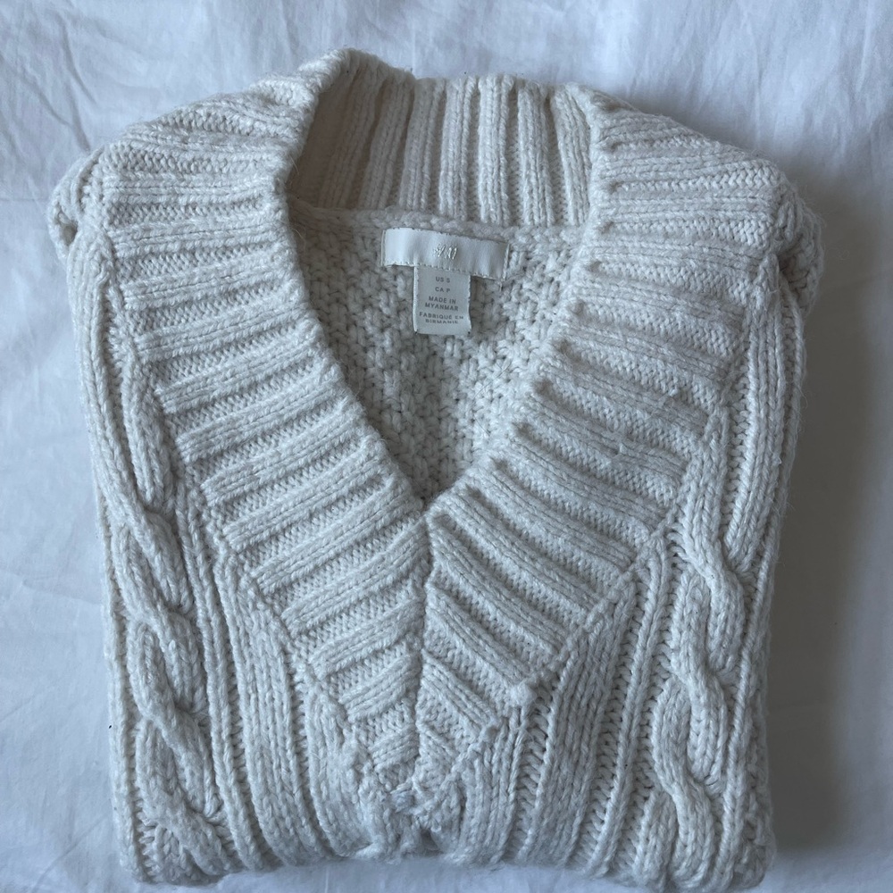 H&M White/Cream Cable Knit Vest